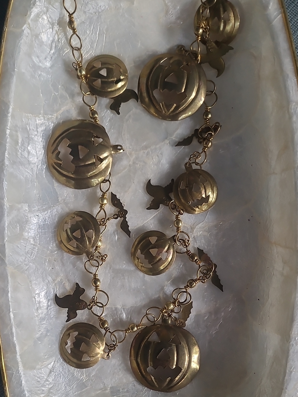 Barbara Ryan Gold Halloween Jack O Lantern Charm Necklace